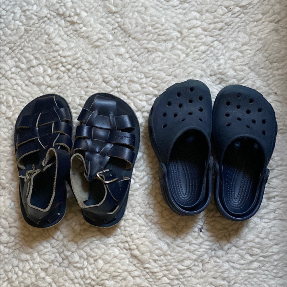 Navy Saltwater Sandals and Crocs Bundle